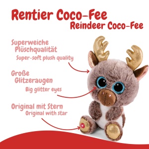 NICI Glubschis: The Original - Glubschis X-Mas Ren Cacao Zana 15 cm I Jucarie de plus Ren cu ochi mari I Jucarie de plus pufoasa cu ochi stralucitori de la 0 luni I maro / auriu - 46301 - Img 3