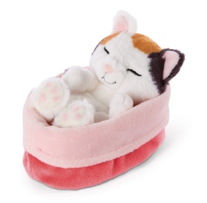 NICI Sleeping Kitties Pisicuta de plus 12cm crem cos rot-roz