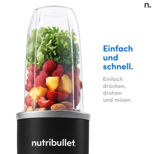 nutribullet Pro, putere de 900 wati, usor si rapid de utilizat, compact, usor de curatat, cu ceasca de 700 ml, blender smoothie, aparat de smoothie, blender electric, NB904B, negru - Img 3