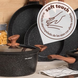 Oala aluminiu FLORINA Master Black 24 cm 4L antiaderenta compatibila inductie manere Soft-Touch - Img 2
