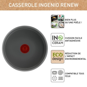 Oala antiaderenta Tefal Ingenio Renew, 18 cm, aluminiu reciclat, compatibila inductie - Img 2