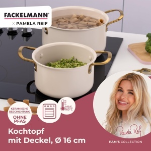 Oala cu capac FACKELMANN x Pamela Reif, 1700ml, pastell-beige, aluminiu reciclat - Img 2