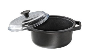 Oala din aluminiu ROSLE CADINI, 20 cm, antiaderenta, reciclata, cu capac din sticla - Img 3