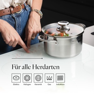 Oala din inox FLORINA Falcon 25L diametru 18 cm baza triplu stratificata ideala pentru toate tipurile de plite - Img 4