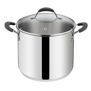 Oala din inox Lagostina Tempra, 18 cm, cu capac din sticla, 3 straturi