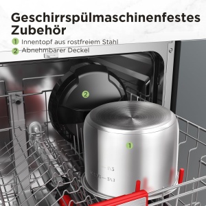 Oala electrica sub presiune Midea 9-in-1, 8L Multicooker 12 presetari instantanee, aparat de iaurt, aragaz de orez, aragaz lent, sous vide, abur, aragaz pentru paste, oala interioara din otel inoxidabil, negru - Img 8