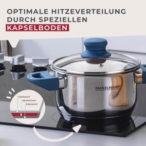 Oala Fackelmann Essential 16 cm Otel inoxidabil Manere ergonomice Albastru - Img 5