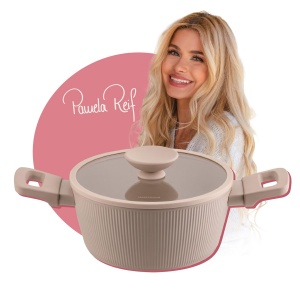 Oala Fackelmann x Pamela Reif 20 cm Aluminiu Reciclat Pastel Beige Acoperire Ceramica