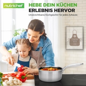 Oala inox Nutrichef 19cm, 2L cu capac din sticla, antiaderenta - Img 7