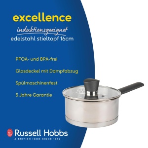 Oala inox Russell Hobbs 16 cm, 1.5 L, capac din sticla, compatibila inductie - Img 2