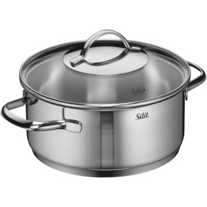 Oala inox Silit Achat 20cm 25L capac din sticla compatibila inductie
