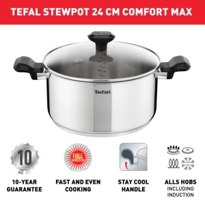 Oala inox Tefal Comfort Max 24 cm cu capac, compatibila inductie, manere termoizolate - Img 2