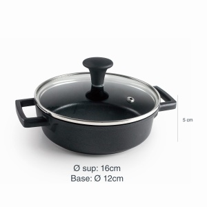 Oala mini cu capac Lacor 25160, 1L, antiaderenta, inductie, negru - Img 2