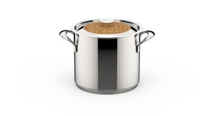 Oala pentru paste Lagostina Emozione 20 cm, inox 1810, cu capac din lemn de cires