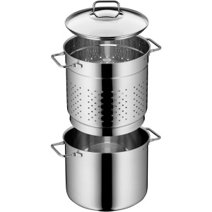 Oala pentru paste WMF 24 cm 7L cu sita integrata si capac din sticla otel inoxidabil Cromargan - Img 2