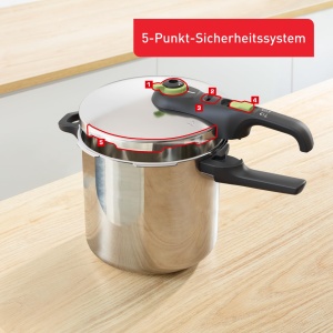 Oala sub presiune Tefal Secure Trendy 8L, inox, cu sistem de siguranta, verde - Img 6