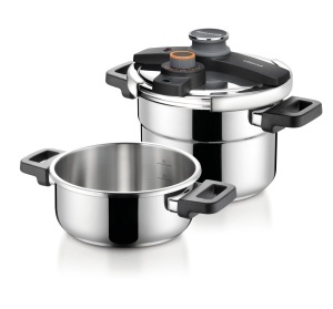 Oala sub presiune Tescoma ULTIMA DUO 4 si 6 litri, inox, cu unhandbedienung