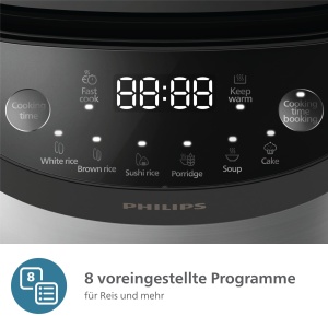 Oale pentru orez Philips 3000-Serie HD309380, 0,85 l, 8 functii, negru-silver - Img 3