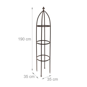 Obelisc Metalic pentru Gradina Relaxdays, 190 cm, Culoare Maro, Witterungsbestandig - Img 5