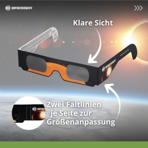 Ochelari de soare Bresser pentru observarea eclipselor (10 buc) cu filtru de lumina alba, negru - Img 2