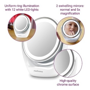 Oglinda cosmetica Medisana CM 835, LED, 5x zoom, 360 rotativa, Alb - Img 4