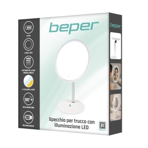 Oglinda de machiaj Beper P302VIS051 cu LED, 3 moduri de lumina, USB-C - Img 9