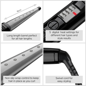 Ondulator BaByliss Curling Wand Pro, 25-13 mm, 5 temperaturi, ceramic - Img 5
