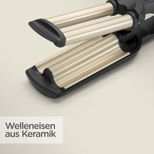 Ondulator BaByliss Easy Waves C260E Beach Waves 3 trepte de temperatura Ceramic Titanium Gold Negru - Img 3