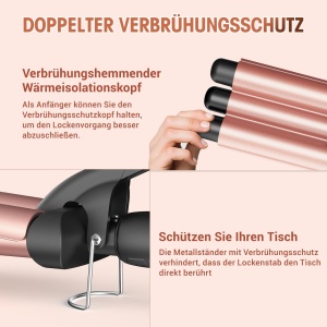 Ondulator cu 3 tuburi, model Rosegold, pentru toate tipurile de par, incalzire rapida - Img 6