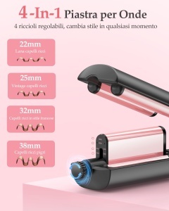 Ondulator de par 4 in 1 BESTOPE MIX, 22253238mm, 4 temperaturi, negru-roz - Img 2