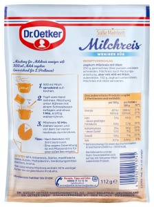 Orez cu lapte Dr. Oetker, 16 pachete x 112 g, cu 30 mai putin zahar - Img 2