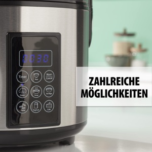 Orez si abur Tristar - Capacitate 2,2 L, functie de mentinere la cald 24 h, 7 programe, panou de control digital, cronometru, 11 cani de orez, fara BPA, K-6138, argintiu, RK-6138 - Img 6