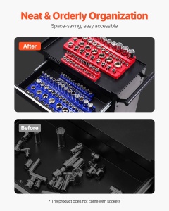 Organizator chei tubulare VEVOR QJ7333-6pc set 6 piese compatibil SAE si metric baza magnetica - Img 4