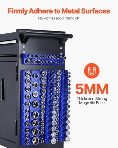 Organizator magnetic VEVOR QJ7333-8pc 8 piese compatibil cu 199 chei tubulare SAE si metrice - Img 3