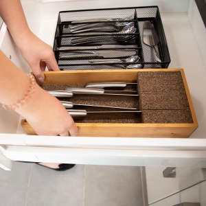 Organizer pentru cutite din bambus Relaxdays, 6,5x38x15,5 cm, natural - Img 3