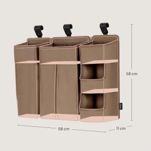 Organizer pentru pat Lionelo Sidepocket Large, 58x11x58 cm, cu 3 module, gri - Img 8