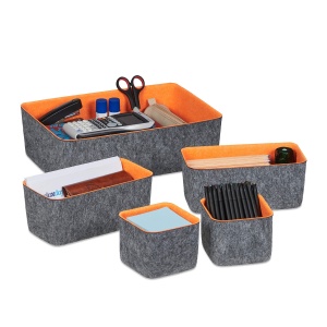 Organizer pentru sertare Relaxdays, set 5 piese, 3 dimensiuni, griorange