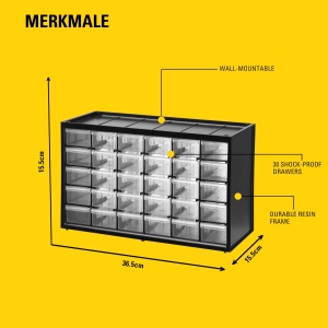 Organizer STANLEY 1-93-980 cu 30 sertare, plastic rezistent, montare pe perete - Img 9