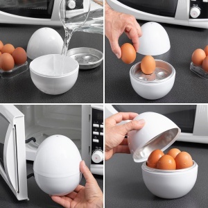 Ouale fierte InnovaGoods - 4 oua, BPA-free, alb, din aluminiu - Img 2