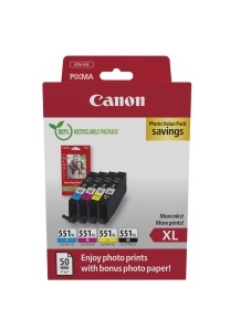 Pachet cartuse tinta Canon CLI-551 XL - Negru, Cyan, Magenta, Galben