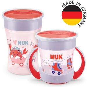 Pahar de invatare NUK Magic Cup Duo-Set, 160 ml 230 ml, rosu, BPA-free - Img 8