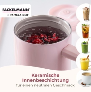 Pahar izolat FACKELMANN 1200 ml, inox, roz, cu capac si pai - Img 6