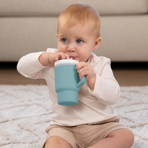 Pahar pentru copii Infantino My 1st Tumbler, 255 ml, culoare albastra, cu maner - Img 2