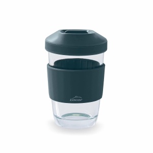Pahar reutilizabil Lacor 63138 din borosilikat cu capac, 280 ml, antiderapant