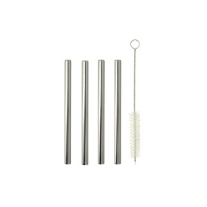 Pajiste inox reutilizabile Metaltex, set 4 bucati, 12,5 cm, cu perie de curatare - Img 2