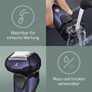 Panasonic ES-LV67A803 Aparat de ras umed si uscat cu 5 lame pentru barbati, reincarcabil, senzor inteligent de barba, cap Multi-Flex 16D, bleumarin si negru - Img 7