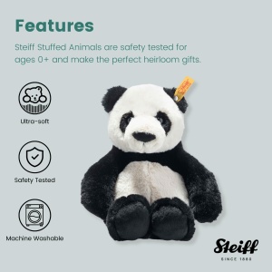 Panda de plus Steiff 75650 Ming, 27 cm, albnegru, lavabil - Img 3