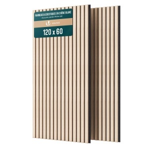 Panou Acustic VOUNOT 2er Set 120x60x2,1 cm Alb-Stejar