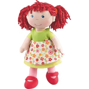Papusa HABA Liese 30cm cu par rosu haine detasabile lavabila