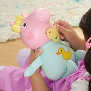 Papusa interactiva Peppa Pig Grunz si Kuschel Evie, 28 cm, cu sunete si accesorii - Img 6